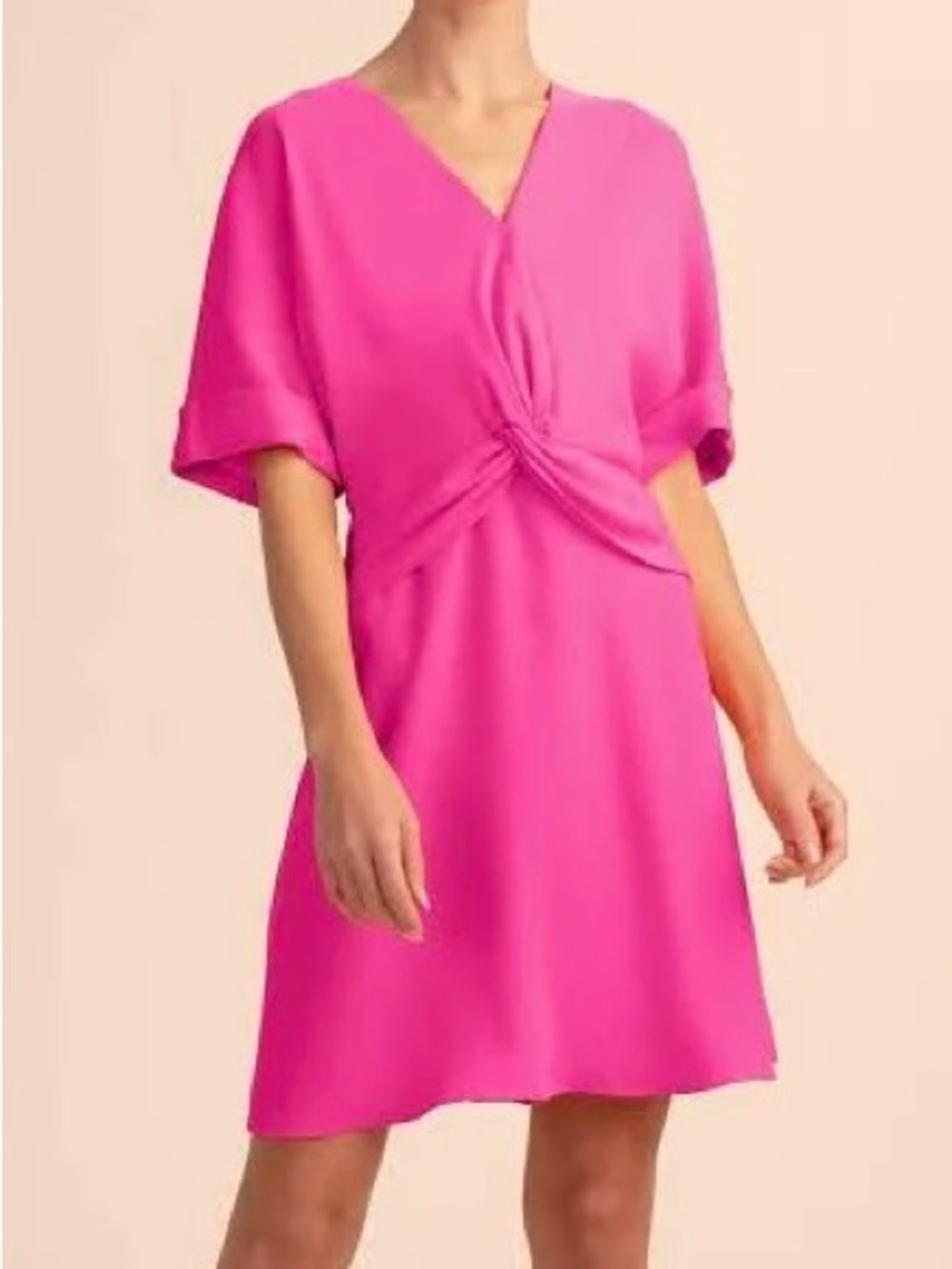 Trina Turk Nabila fuchsia pink v neck dress 8